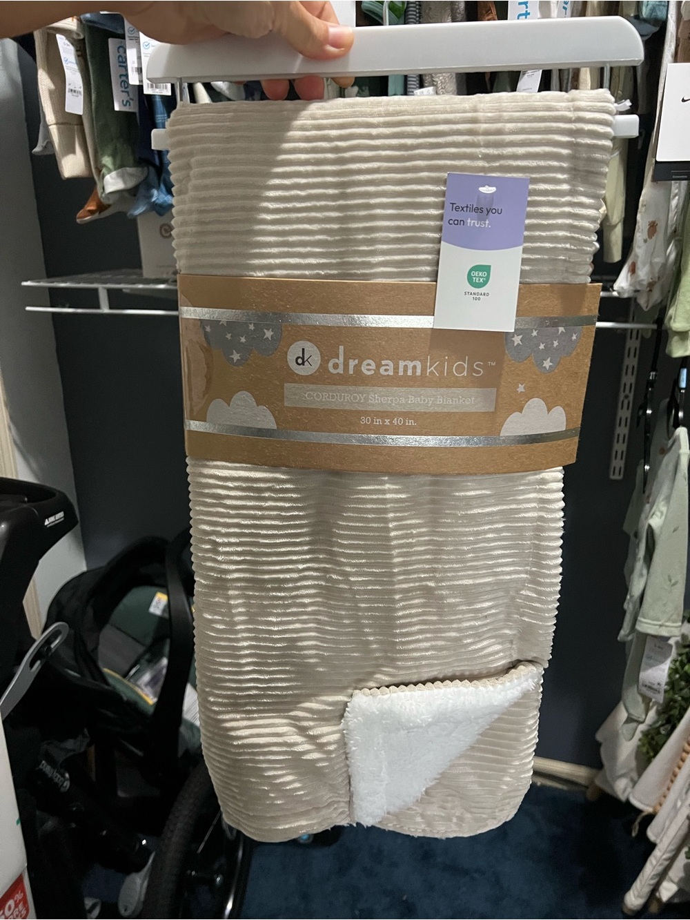 Cream Corduroy Sherpa Baby Blanket